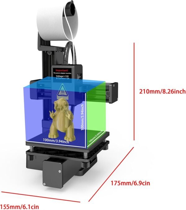 Small 3D Printer for Beginner, Frequency Division Multiplexing 3D Printer, High Accuracy Rapid Heating and Printing Compact 3D Printing Machine for Education (US Plug) - Image 9