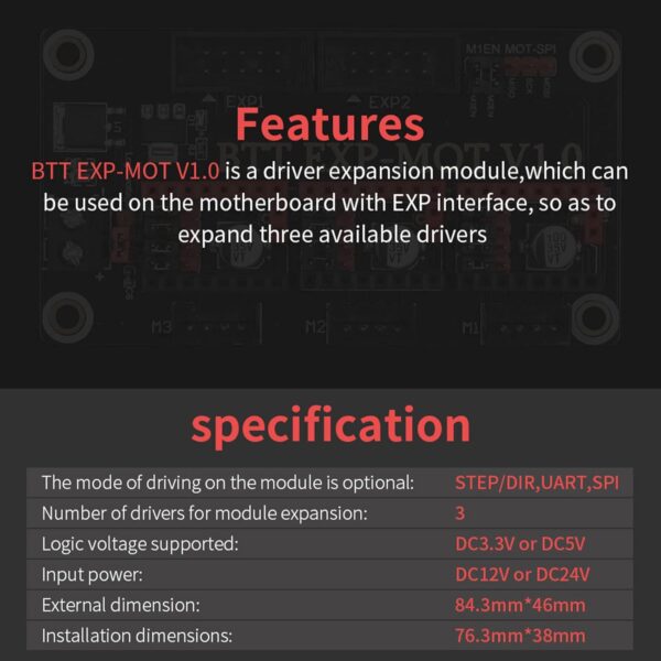 BIGTREETECH BTT EXP-MOT V1.0 Driver Expansion Module for SKR V1.4 Turbo SKR SKR V1.3 Motherboard 3D Printer Parts Bigtreetech Module - Image 3