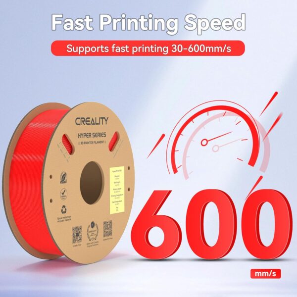 Official Creality Hyper PETG Filament 1.75mm, High Speed 600mm/s 3D Printer Filament PETG, 1kg(2.2lbs)/Spool, Dimensional Accuracy ± 0.05 mm (Red) - Image 3