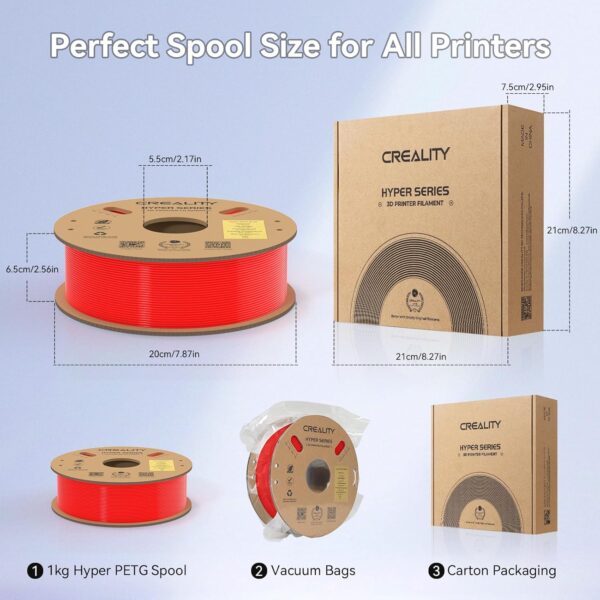 Official Creality Hyper PETG Filament 1.75mm, High Speed 600mm/s 3D Printer Filament PETG, 1kg(2.2lbs)/Spool, Dimensional Accuracy ± 0.05 mm (Red) - Image 7