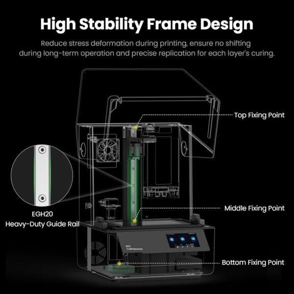 GK3 (T) Resin 3D Printer 16K 9.6-Inch NONO LCD with COB Light Source with Intelligent Heating System & Intelligent Resin Feeding System App Control 211 x 118 x H240mm Build Volume - Image 3