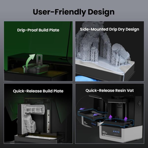 GK3 (T) Resin 3D Printer 16K 9.6-Inch NONO LCD with COB Light Source with Intelligent Heating System & Intelligent Resin Feeding System App Control 211 x 118 x H240mm Build Volume - Image 7