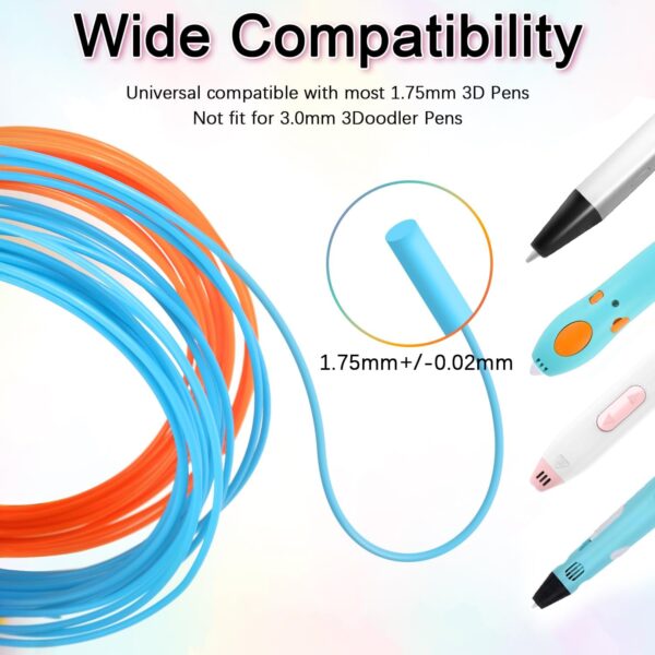 Dynta 3D Pen Filament Refills 40 Colors, 10 Ft Per Color Total 400 Ft 1.75mm PLA 3D Doodler Pen Refills for Create Model Art Compatible with Most 3D Printing Pens - Image 7