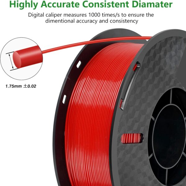 Kingroon PETG 3D Printer Filament, 10 Rolls, Dimensional Accuracy +/- 0.03 mm, 10kg Spool(22lbs), 1.75 mm，Black White Grey Red Blue Green Purple Skin Silver Yellow - Image 3
