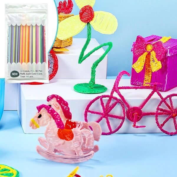 3-D Pen Filament Refills, 32Colors 160Pieces 3-D Pen Refills Packs, Novelty 3-D Doodler Pen Refills for 3-Doodler Start 3-D Pen, Smooth 3-D Printing 3-Doodler Refill Packs, for Kids & Adults - Image 8