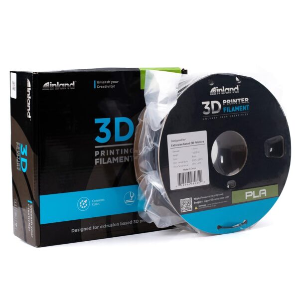 INLAND PLA Filament 1.75mm - Black PLA 3D Printer Filament, Dimensional Accuracy +/- 0.03mm - 1kg Cardboard Spool (2.2 lbs) – FDM 3D Printing - Image 7