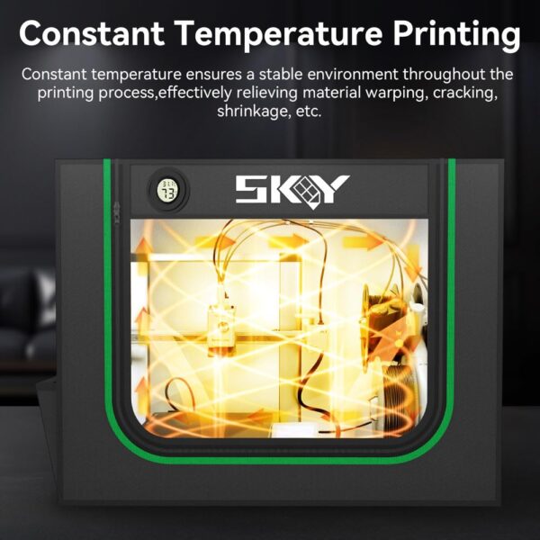 Update 3D Printer Enclosure with LED Light, Smoke Exhaust Kit, Thermo-Hygrometer,Fireproof Dustproof Tent Constant Temperature Protective Cover for Bambu Lab A1,A1 Mini,840 * 580 * 580mm - Image 3