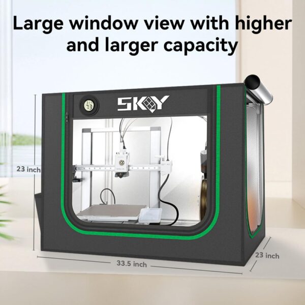 Update 3D Printer Enclosure with LED Light, Smoke Exhaust Kit, Thermo-Hygrometer,Fireproof Dustproof Tent Constant Temperature Protective Cover for Bambu Lab A1,A1 Mini,840 * 580 * 580mm - Image 6