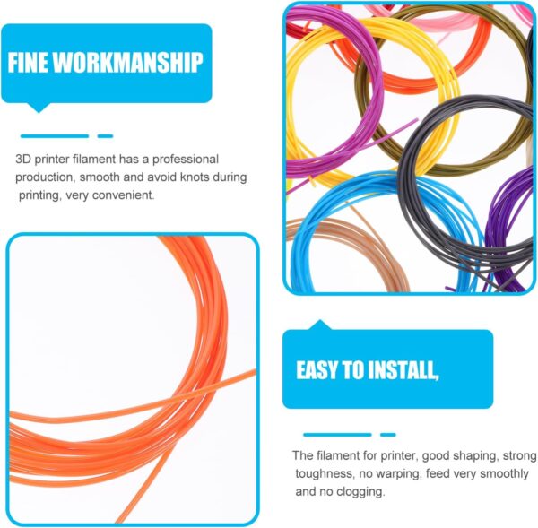 1.75mm Pla 3D Pen Filament Refills 20 Colors Assorted 197ft Total for 3D Drawing Art High Purity Materials - Image 7