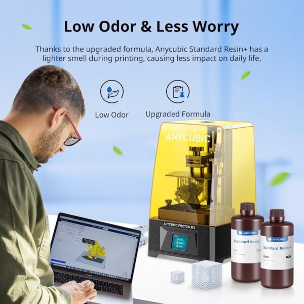 ANYCUBIC Standard 3D Printer Resin Plus, 405nm SLA Fast UV-Curing Resin, High Precision & Rapid Photopolymer for 8K/14K/16K Capable LCD/DLP/SLA 3D Printing (Gray, 1000g) - Image 6