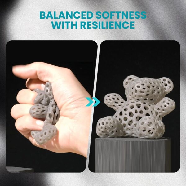 SUNLU Flexible 3D Printer Resin 2KG, 66A 3D Printing Resin for Printing Soft and Flexible Items, Bendable and Not Brittle, Fast Curing 405nm UV Photopolymer Resin. (2000G Gray) - Image 5