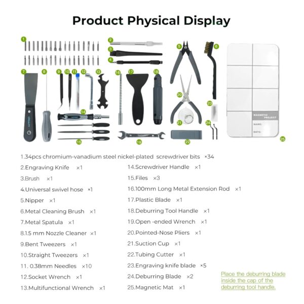 Creality 3D Printer Tool Kit, 74Pcs 3D Printing Tool Wrap Kit Assembly/Removal/Filament Cutting Set 3D Printer Accessories for All FDM Printers Cleaning Finishing Printing - Image 5