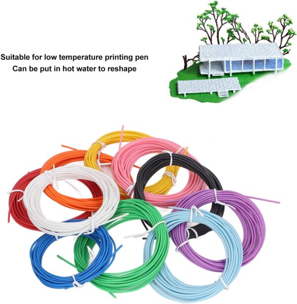 10 Color 3D Pen PCL Filament Refill, PCL Healthier Reshapeable 3D Pen Filament, No Clogging 5 Meters 3D Doodler Pen Refills, for Printing Pen - Image 3