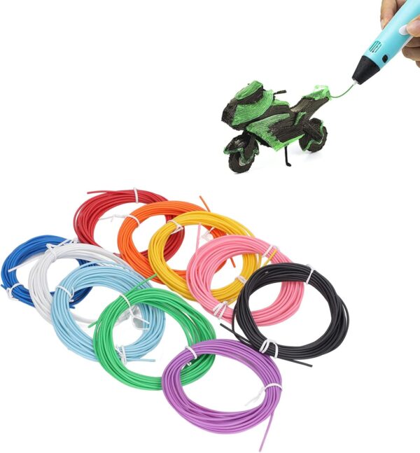 10 Color 3D Pen PCL Filament Refill, PCL Healthier Reshapeable 3D Pen Filament, No Clogging 5 Meters 3D Doodler Pen Refills, for Printing Pen - Image 5