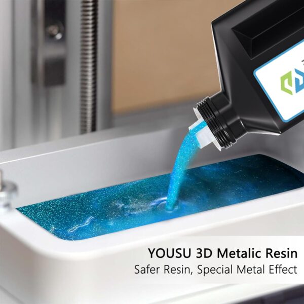 Yousu 3D Printer Metallic Resin,1kg Fast Curing Resin, Magical Effect Photopolymer Resin for LCD DLP Printing (1000g,MetalBlueZine) - Image 3