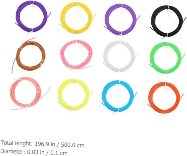 3D Pen Filament Refills 12 Pack 5m Each Random Colors Plastic Printing Filament for 3D Pen Printing - Image 4
