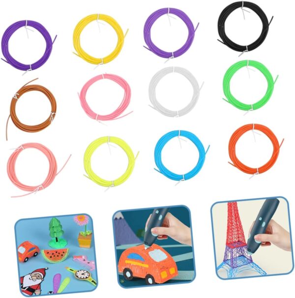 3D Pen Filament Refills 12 Pack 5m Each Random Colors Plastic Printing Filament for 3D Pen Printing - Image 5
