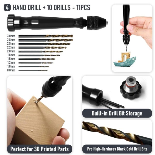 3D Printer Tools Kit Essential, 3D Printing Tools Kit, 3D Printer Accessories, Deburring Tool, Wire Cutter, Drill, Scraper for Remove, Smoothing, Finishing, Deburring, Craving, Drilling - Image 4