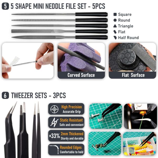3D Printer Tools Kit Essential, 3D Printing Tools Kit, 3D Printer Accessories, Deburring Tool, Wire Cutter, Drill, Scraper for Remove, Smoothing, Finishing, Deburring, Craving, Drilling - Image 5