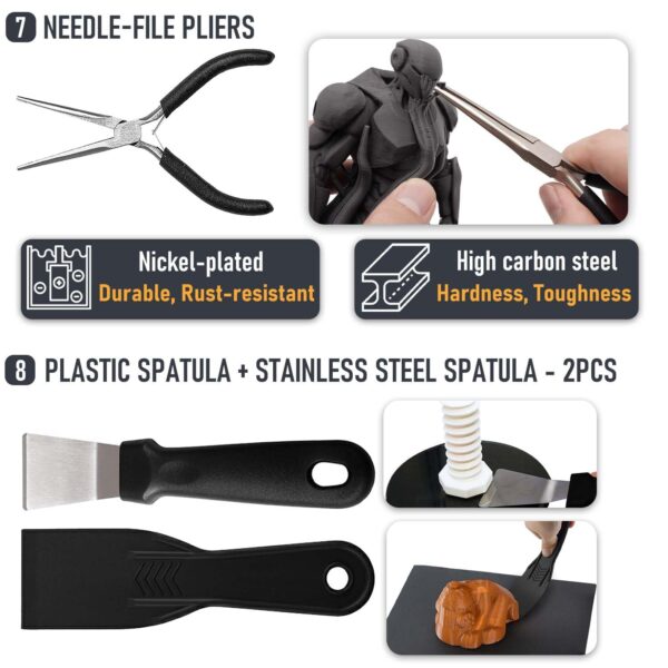 3D Printer Tools Kit Essential, 3D Printing Tools Kit, 3D Printer Accessories, Deburring Tool, Wire Cutter, Drill, Scraper for Remove, Smoothing, Finishing, Deburring, Craving, Drilling - Image 6