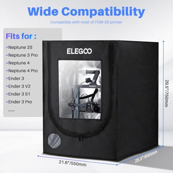 ELEGOO 3D Printer Enclosure, Fireproof and Dustproof 3D Printer Cover Constant Temperature Tent for Neptune 3 Pro/Neptune 4/Neptune 4 Pro/Ender 3/Ender 3 V2/Ender 3 S1/Kobra 2 - Image 3