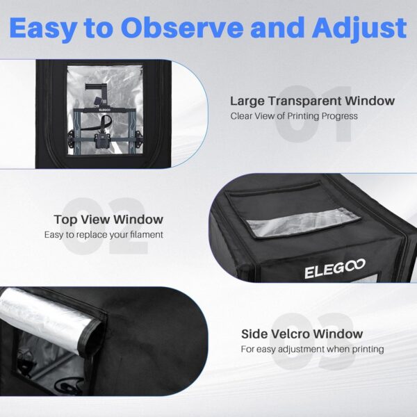 ELEGOO 3D Printer Enclosure, Fireproof and Dustproof 3D Printer Cover Constant Temperature Tent for Neptune 3 Pro/Neptune 4/Neptune 4 Pro/Ender 3/Ender 3 V2/Ender 3 S1/Kobra 2 - Image 6
