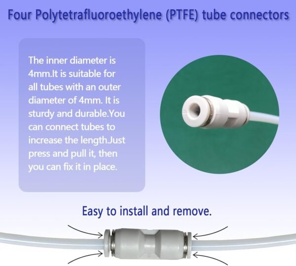 Creamy white PTFE Tube Kit, 2.5mm ID×4mm OD, 5M/16.4ft, Compatible with Bambu Lab AMS X1/P1P/A1, CREALITY K2 Plus/Hi, FLASHFORGE 5M, Prusa MMU3, with Tubing Cutter & 4pcs 4mm Pneumatic Fittings - Image 5