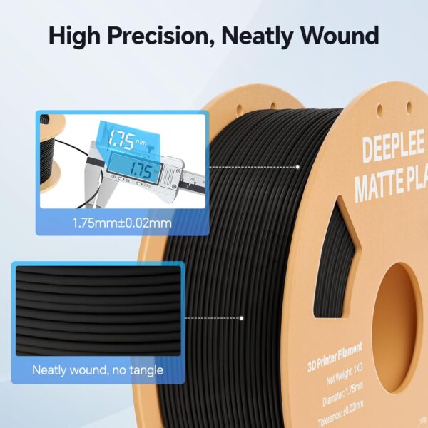 Matte PLA Filament 1.75mm, 3D Printer Filament Dimensional Accuracy +/- 0.02mm, No Clogging, Higher Toughness, Cardboard Spool 3D Filament, 2 Pack Ruby Red - Image 3