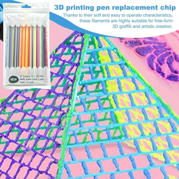 160 Pieces 3-D Pen Filament Refills, 2.5mm Filament Refills, Colorful 3-D Pen Refills, Drawing Pen Refill Filament, Doodler Pen Refills, 3-D Printing Pen Filament for Art Creation - Image 3