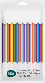 22 Colors 3D Pen Filament Refills, 110PCS 2.5mm Wire Diameter 3D Printer Pen Filament, 3D Pen Filament for DIY 3D Doodles and Art Creation, for 3D Printers and 3D Graffiti Pens