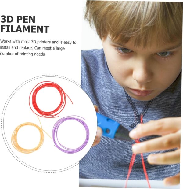3 Rolls 3D Pen Filament Refills 1.75mm 3D Printing Pen Consumables Filament Resistant to Warping Cracking Random - Image 2