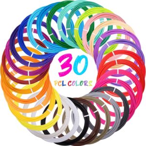 30 Colors 3D Pen Filament Riflls 1.75mm PCL Filament Refills for MYNT3D Junior2 3D Pen NOT Fit 3Doodler Start Pen Per Color 10Ft Total 300Ft