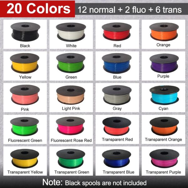 3D Pen Filament Refills 20 Colors, 16.4 ft(5M) Per Color Total 328 ft, 1.75mm 3D Pen PLA Filament Refill with 2 Finger Caps Fit for MYNT3D PIKA3D SCRIB3D Pen for Making Models Art Sculptures - Image 2