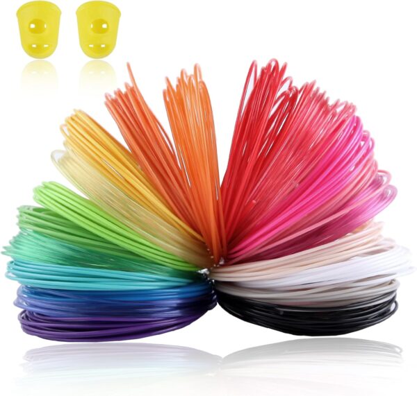 3D Pen Filament Refills 20 Colors, 16.4 ft(5M) Per Color Total 328 ft, 1.75mm 3D Pen PLA Filament Refill with 2 Finger Caps Fit for MYNT3D PIKA3D SCRIB3D Pen for Making Models Art Sculptures