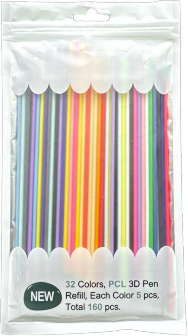 3D Pen Filament Refills, 32-Color Filament for Printer, 160pcs Vibrant Colors Painting Pen Filament, 3D Doodler Pen Refills for Pen, 3D Printer
