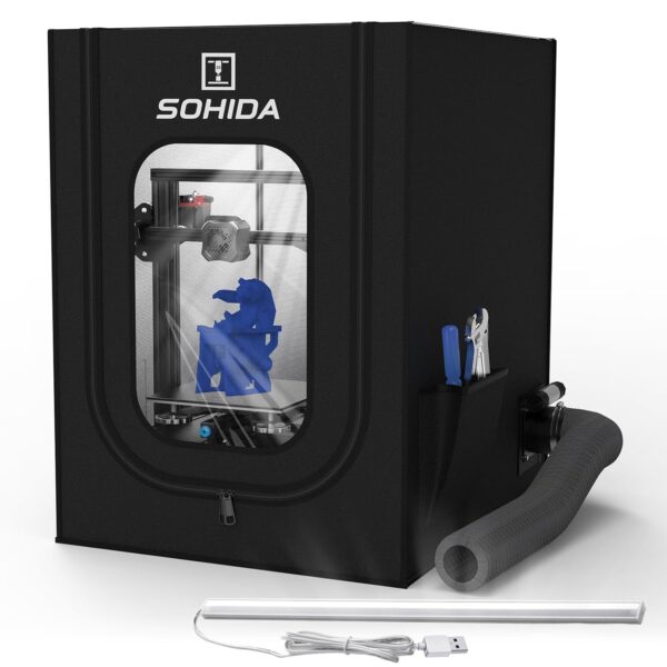3D Printer Enclosure with Ventilation Kit & LED Strip, 25.59x21.65x29.53 Fireproof & Dustproof Constant Temperature Protective Cover for Ceality Ender 3/Ender 3Pro/Ender