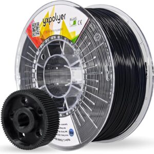 3D Printer Filament Nylon Filament PA6 2.2 lbs 1kg Nylon Clear Spool Net Weight 3D Printing Filament High Strength Durability Heat Resistance Easy Print Black PA 1.75mm