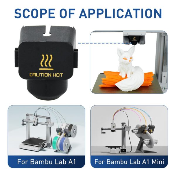 3D Printer Hotend 5pcs Black Silicone Sock Heater Block Silicone Cover for Bambulab A1 / A1 Mini 3D Printer Replacement Accessories - Image 2