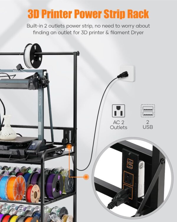 3D Printer Rack Filaments Storage - Rolling 3d Printing Stand Filament Organizer, Spools Holder Racks Cart with Wheels, Heavy Duty Shelf Hold Spool PLA, ABS, PETG for Garage Office Workshop - Image 2