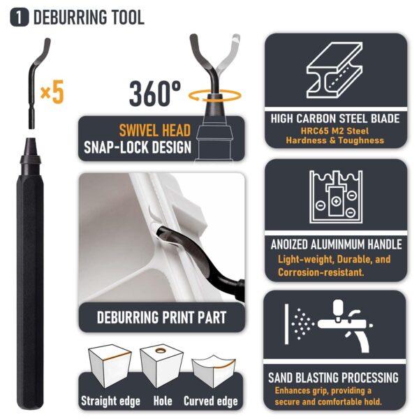 3D Printer Tools Kit Essential, 3D Printing Tools Kit, 3D Printer Accessories, Deburring Tool, Wire Cutter, Drill, Scraper for Remove, Smoothing, Finishing, Deburring, Craving, Drilling - Image 2