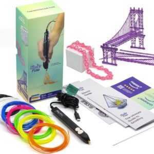 3Doodler Flow 3D Printing Pen for Teens, Adults & Creators! - Black - with Free Refill Filaments + Stencil Book + Getting Started Guide