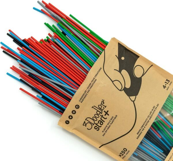3Doodler Start 3D Printing Filament Refill Bag for 6+ years old (x250 Strands, Over 1250 ft. of Extruded Plastic) - Primary Pow