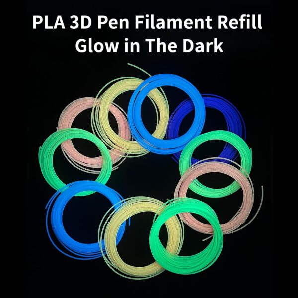 6 Colors 1.75mm Luminous PLA 3D Pen Filament Refill, Each Color 10M, Total 60m, Glow in The Dark, Widely Support for All 1.75mm 3D Printer/3D Pen on Market - Image 2