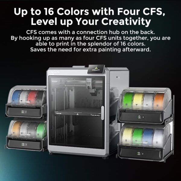 Creality CFS 3D Printer Multi Color Auto Filament System, Anti-Moisture Filaments Storage, Supports 4 Parrelle Systems 16 Colors Printing for K2 Plus - Image 2