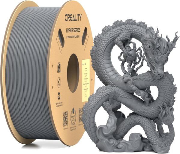 Creality Hyper ABS Filament 1.75mm, High Speed ABS 30-350mm/s 3D Printer Filament ABS, High Impact Resistance, Dimensional Accuracy +/-0.02mm, 1KG(2.2lbs) Spool Grey, Fit Most FDM 3D Printers