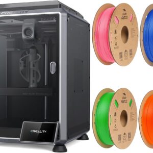 Creality K1C 3D Printer, 600mm/s Fast Speed Auto Leveling 3D Printers Bundle with Ender Fast PLA Filament 4Kg(Green&Orange&Blue&Pink)