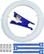 Creamy white PTFE Tube Kit, 2.5mm ID×4mm OD, 5M/16.4ft, Compatible with Bambu Lab AMS X1/P1P/A1, CREALITY K2 Plus/Hi, FLASHFORGE 5M, Prusa MMU3, with Tubing Cutter & 4pcs 4mm Pneumatic Fittings