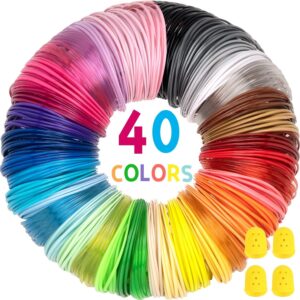 Dynta 3D Pen Filament Refills 40 Colors, 10 Ft Per Color Total 400 Ft 1.75mm PLA 3D Doodler Pen Refills for Create Model Art Compatible with Most 3D Printing Pens