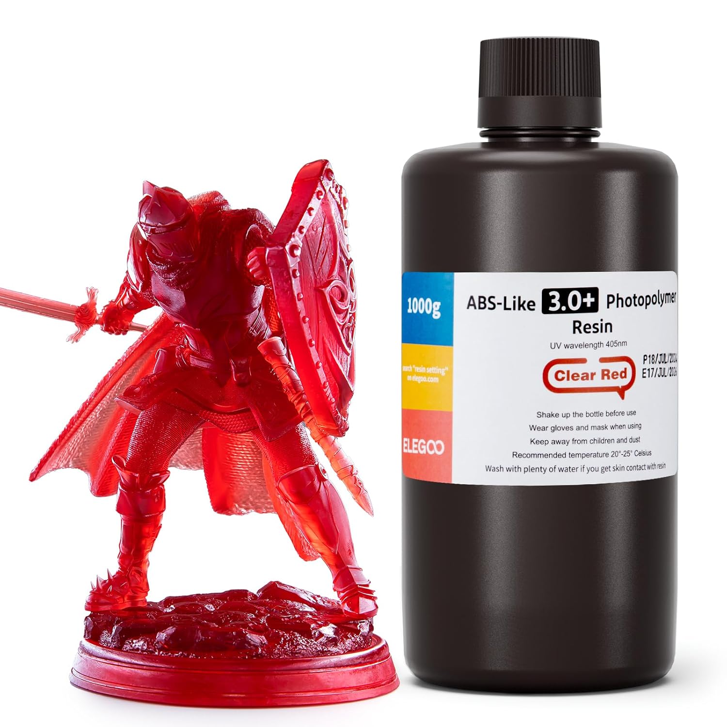 ELEGOO ABS Like 30 3D Printer Resin Transparent Red 1000g High