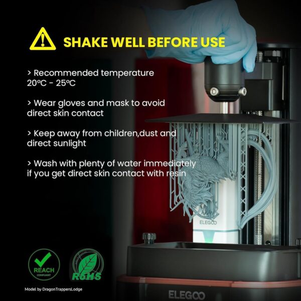 ELEGOO ABS-Like 3D Printer Resin LCD UV-Curing Resin 405nm Standard Photopolymer Resin for Mars Saturn Jupiter MSLA DLP LCD 3D Printing Clear Red 1000g - Image 2